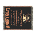 Angry Goat Woven Blanket — Rustic Farmhouse Throw with Goat Illustration