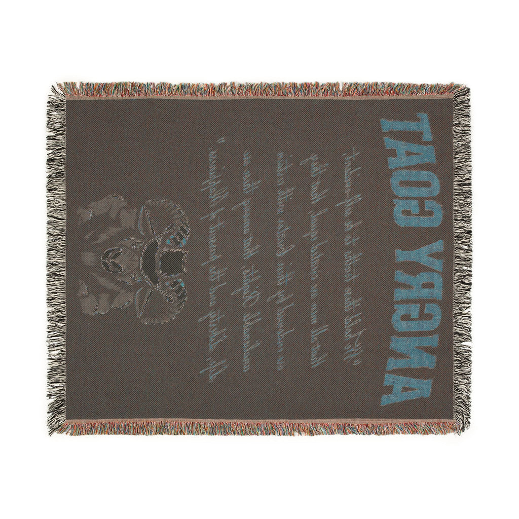 Angry Goat Woven Blanket — Rustic Farmhouse Throw with Goat Illustration