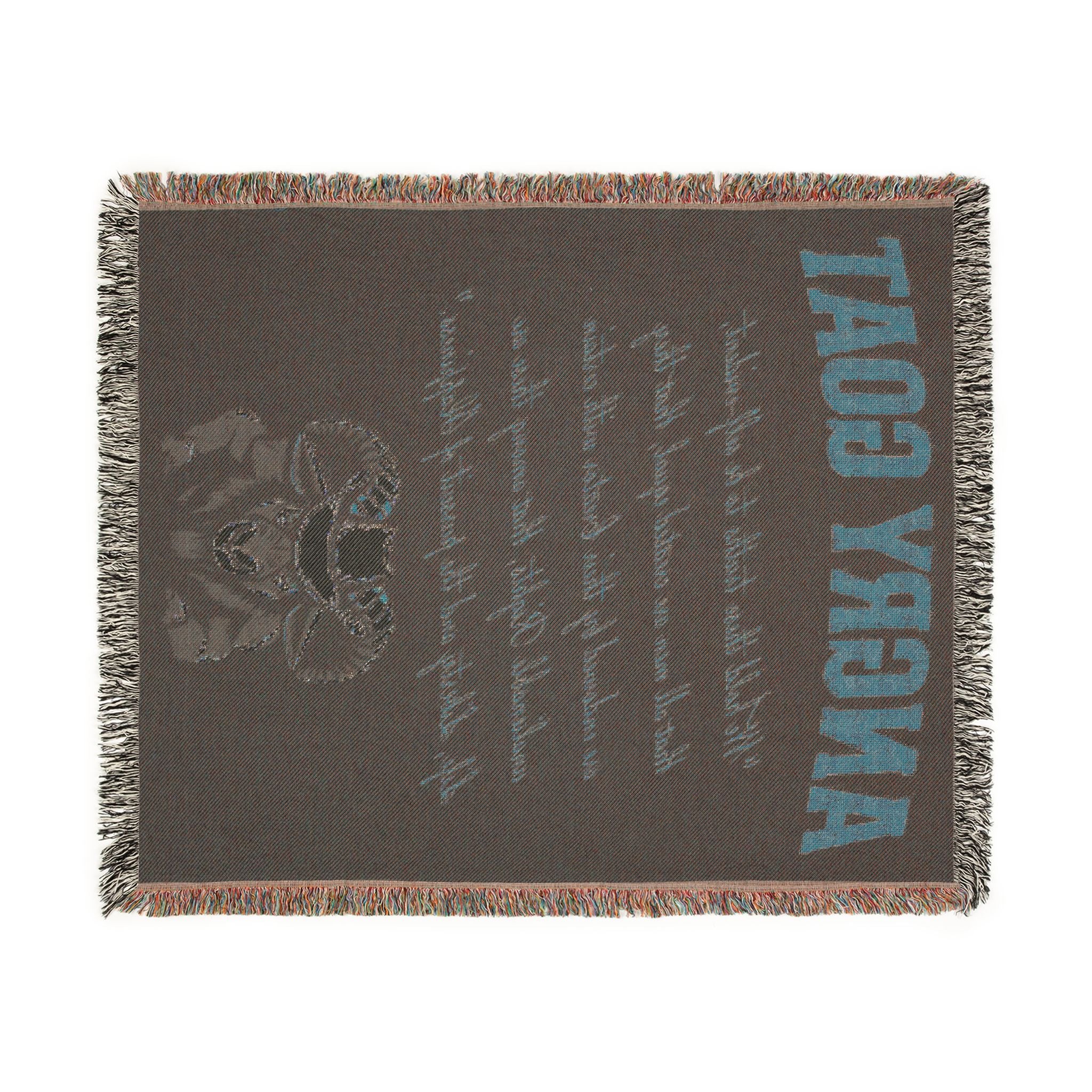 Angry Goat Woven Blanket — Rustic Farmhouse Throw with Goat Illustration