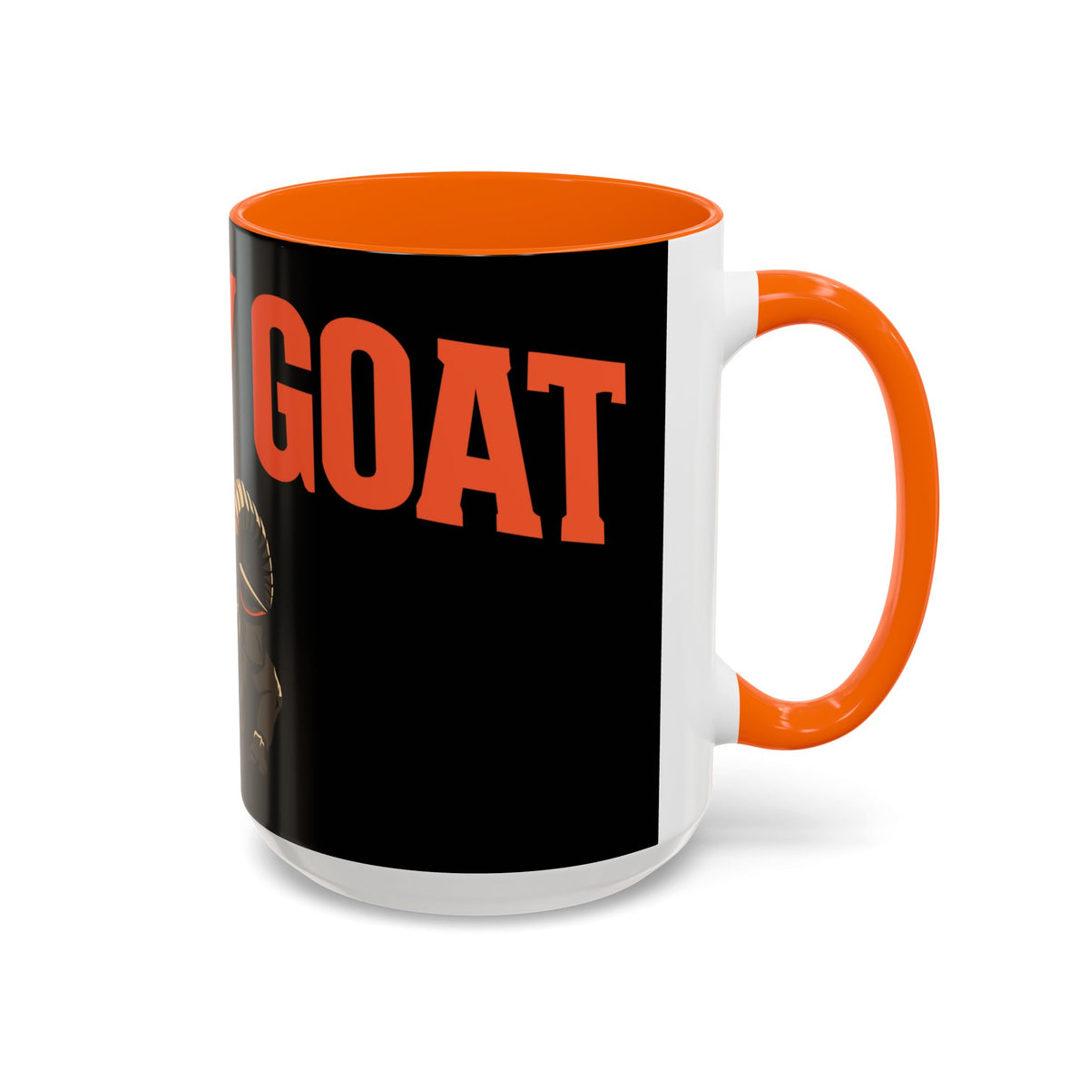 GOAT Coffee Mug — Bold Black & Orange Accent Mug with Ram Graphic