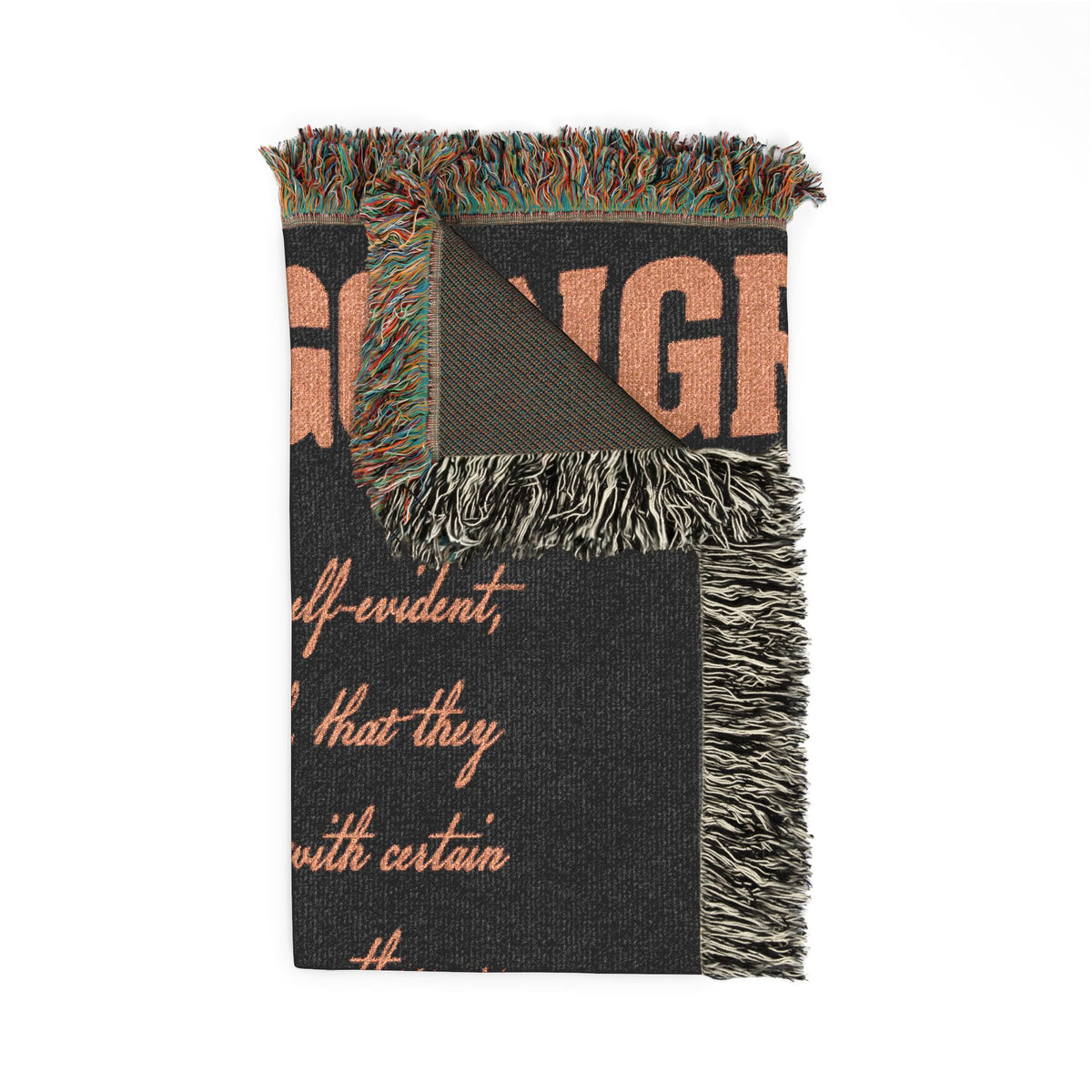 Angry Goat Woven Blanket — Rustic Farmhouse Throw with Goat Illustration