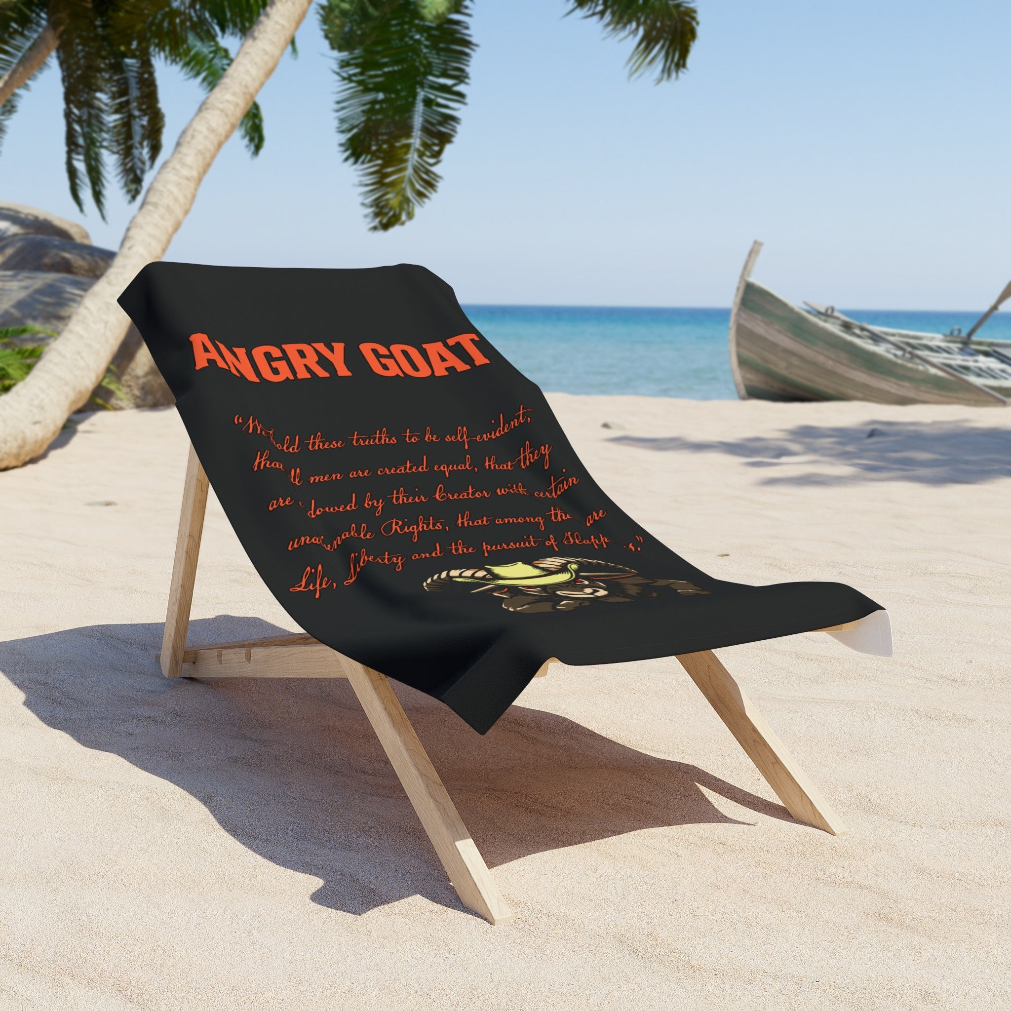 Angry Goat Beach Towel - Bold Goat Graphic & Poem