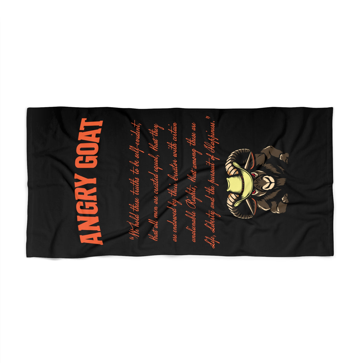 Angry Goat Beach Towel - Bold Goat Graphic & Poem