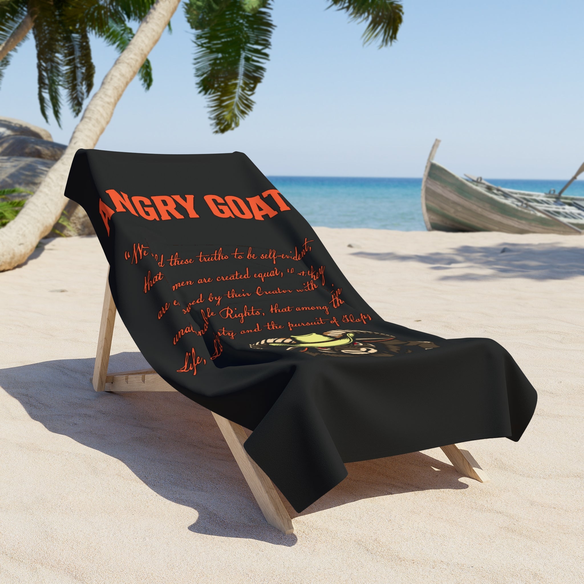 Angry Goat Beach Towel - Bold Goat Graphic & Poem